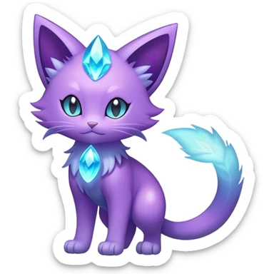 Shiny Magical Elemental Mysterious Purrloin-Delcatty-Pokémon-Fakémon-hybrid-creature (full body) sticker