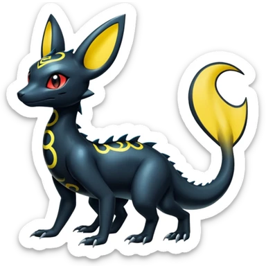 Shiny Salandit-Umbreon-Quilava-Fakémon-hybrid-creature (full body)  sticker