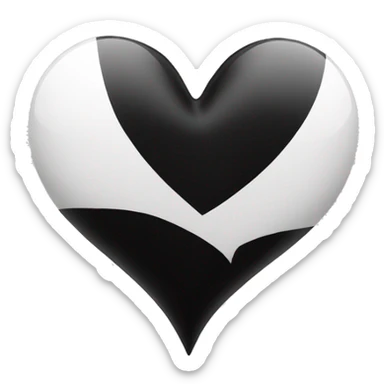 Half white half black heart where left half is white sticker
