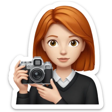 Ginger hair woman with camera sticker