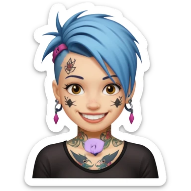 Skater punk girl mugshot smiling sticker