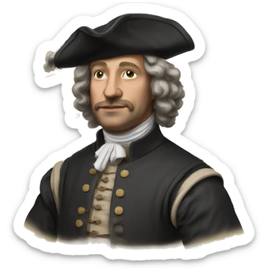Photorealistic 17th century engineer with drawings sticker