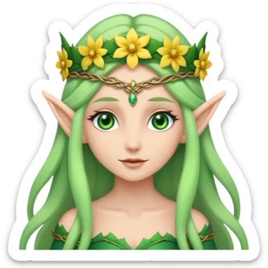 Flower-crowned elf queen sticker