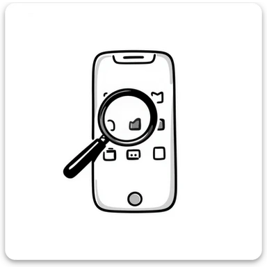 magnifying glass on a digital interface of a phone sticker