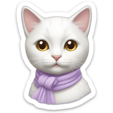 White cat in lilac clothes sticker