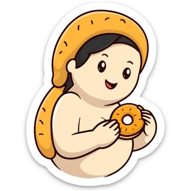 Pregnant eating bagel sticker