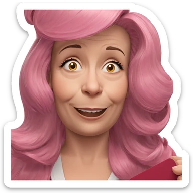 girl with pink hair smile sticker