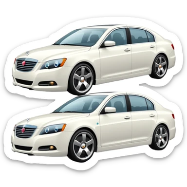 A cinematic, high-detail photograph of a glossy white Ravon Gentra 2013 sedan with tinted windows and custom alloy rims sticker