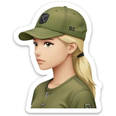 Diesel brand cap in khaki green color, baseball cap style with Diesel logo on front, military green hat sticker