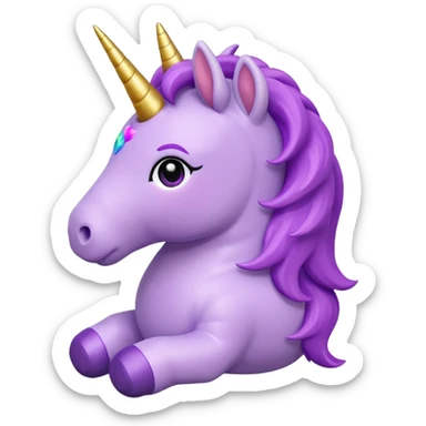 voilet unicorn toy facing camera sticker
