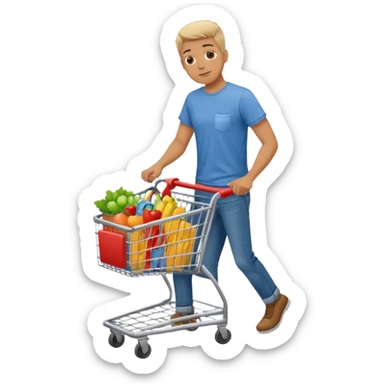 man-with-a-shopping-cart-full-body sticker