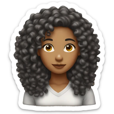 mixed girl with curly hair sticker