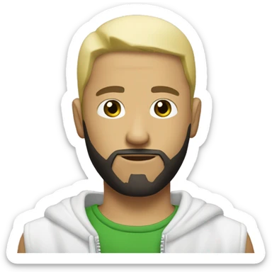 a white gangsta with blond short hair, with a black beard and a small green leave in his one hand sticker