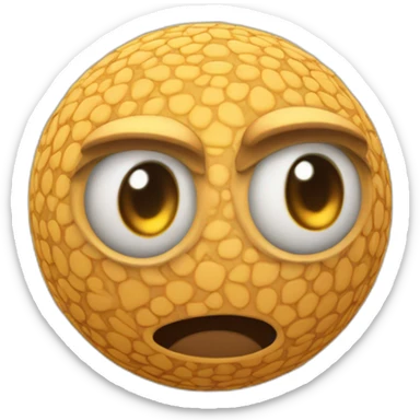 3d sphere with a cartoon highfalutin skin texture with big stupid eyes sticker