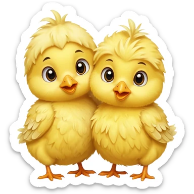 Two baby chicks hugging sticker