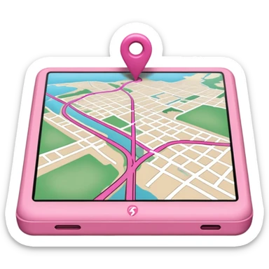 mix pink of a big gps map of the lines sticker