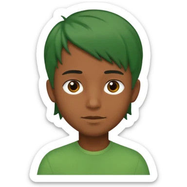 brown boy with green shoulder lenght hair sticker