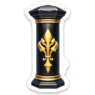 gothic obsidian pillar with golden details and a baroque and mystic atmosphere and glowing arcane sigils sticker