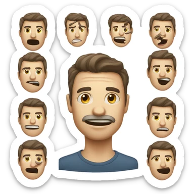 Man mewing with to separate eyes sticker