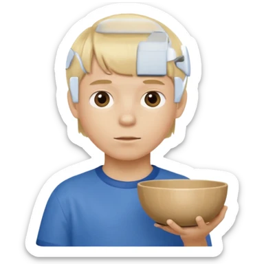 Niño muy rubio claro con el pelo tazon sticker