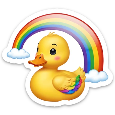 lucky duck with a rainbow sticker