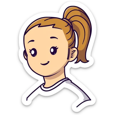 Happy girl with ponytail sticker