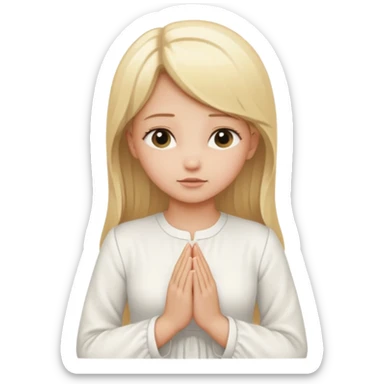 Blonde girl in white closed dress praying sticker