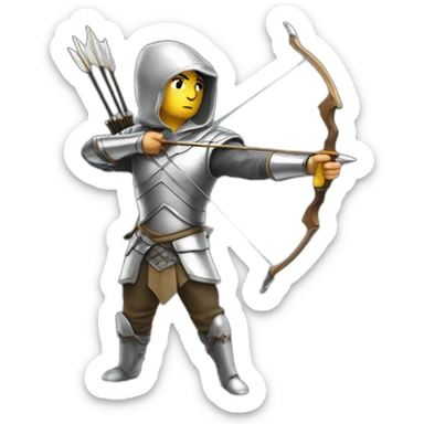 A warlike archer made of silver, looking sideways sticker
