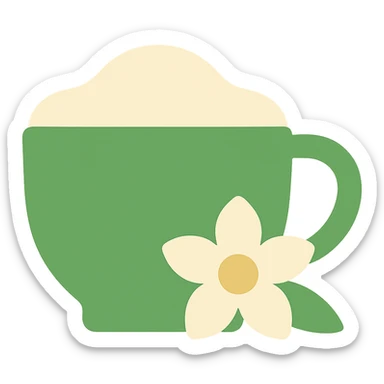 vanilla matcha modern icon minimal style with green and cream color palette sticker