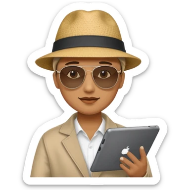 ipad, on the screen is a youtube video with a man on it sticker