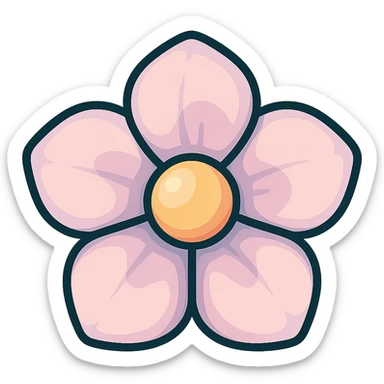 peach flower with volumetric center, strictly front view, icon-color-outlined style, detailed shadows and highlights, smooth color transitions, thin clean contours, soft rounded shapes, pastel palette #98B5BC, #B5B3C1, #C9A3C9, #E4C0CA, #F7DCD1, #F7C0AA, modern Japanese pop art and sticker aesthetics, soft lighting, transparent background sticker