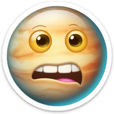 planet Venus with a cartoon humdrum face with big playful eyes sticker