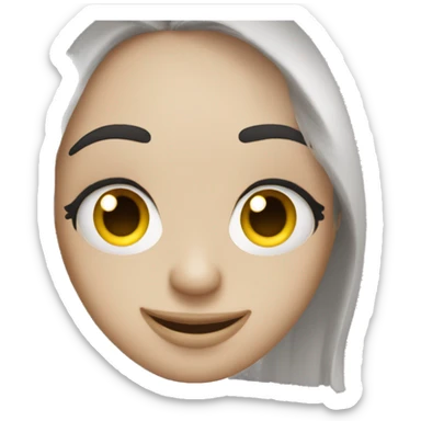 Create a face with big lashes and a happy face sticker