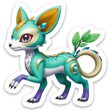 Meloetta-Garurumon-Trico-Pokémon-Fakémon-fusion-hybrid-creature sticker