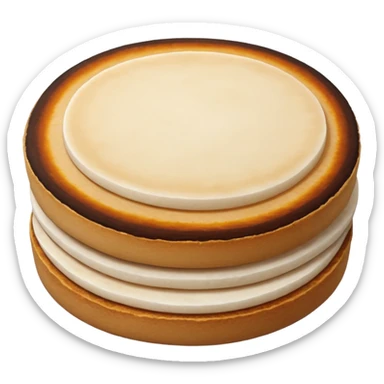 round flat rice cake, lightly toasted surface, sticker