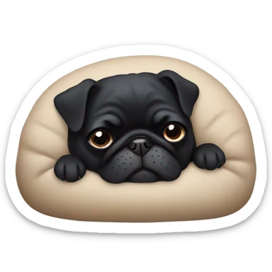 Black pug sleeping  sticker