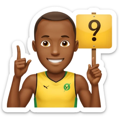 usain bolt avec un panneau affichant 9.58s derriere lui  sticker
