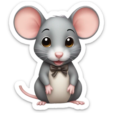 cute little rat with a bow sticker