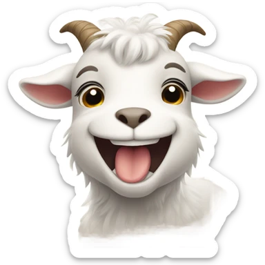 Cute fluffy goat grinning  sticker