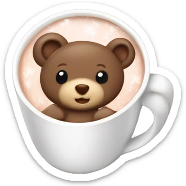 Baby bear inside of a cup of hot cocoa ￼ sticker
