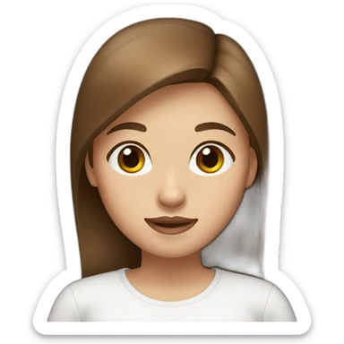 Girl with brown eyes and brown straight hair and white shirt sticker