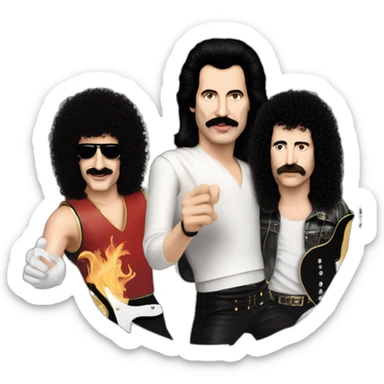 Freddie mercury, Brian may, Roger Taylor and John deacon performing sticker