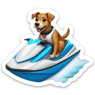 dog riding a jetski sticker