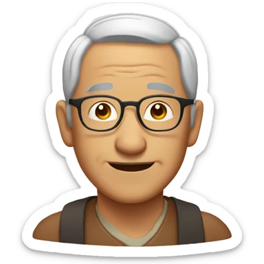 asian grandpa receding hairline glasses smiling sticker