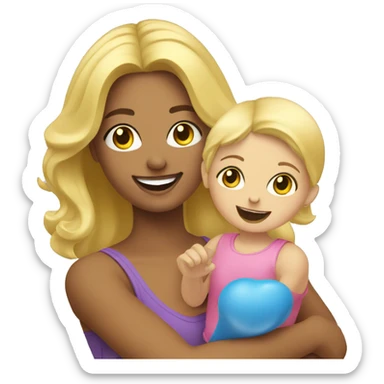 blonde women playing with blonde child with toys sticker