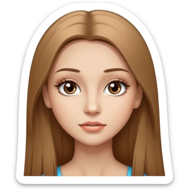 very beautiful girl with long straight light brown hair and make-up with very light skin with long eyelashes  sticker