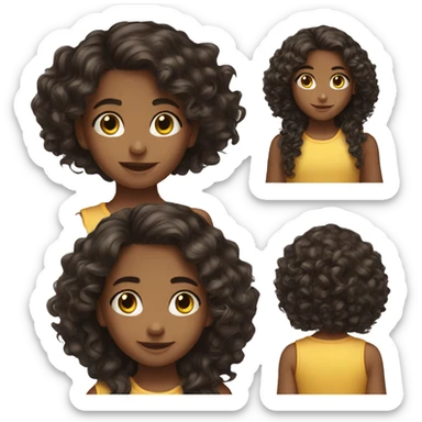 6 year old girl dark brown long curly hair sticker
