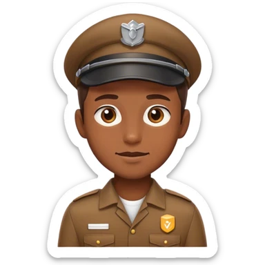 half figure brown uniform delivery boy sticker