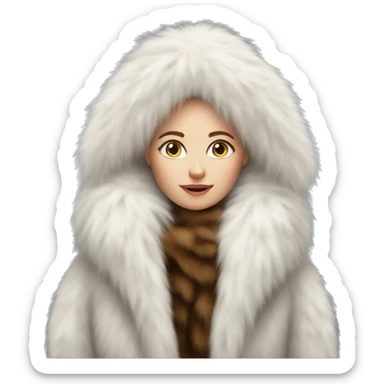 White woman in giant fur coat sticker