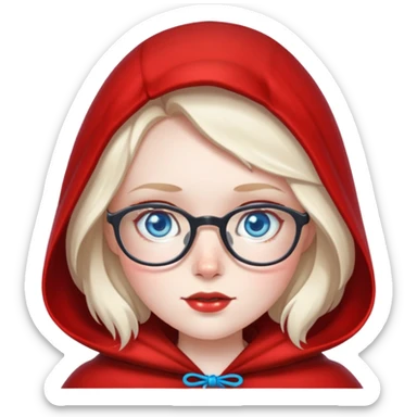 Little red Riding Hood with pale skin and a lot of freckles, blue eyes and glasses sticker